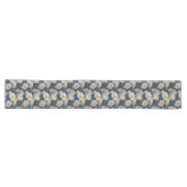 Long Chemin de table Navy Flowers Ivory (Horizontal)