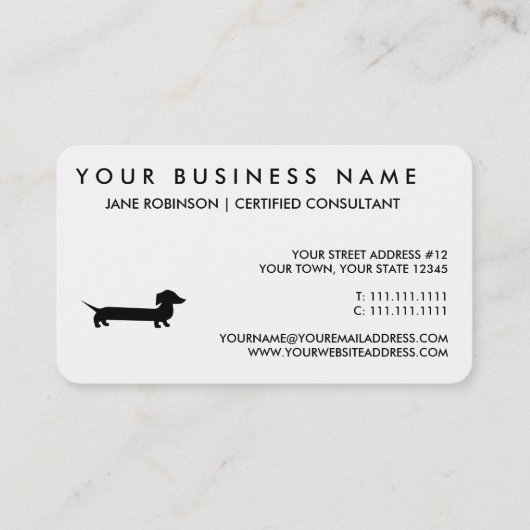 Long Dachshund Funny Drawing Visitekaartje (Achterkant)