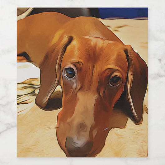 Long Dachshund Is Lying On The Bed Wijn Etiket (Enkel label)