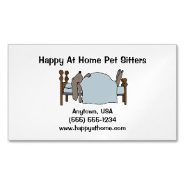 Long Ear Hond Slapen In Menselijk Bed Magnetisch Visitekaartje