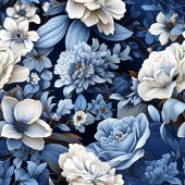 Long Fleurs bleues et blanches Élégant chemin de table