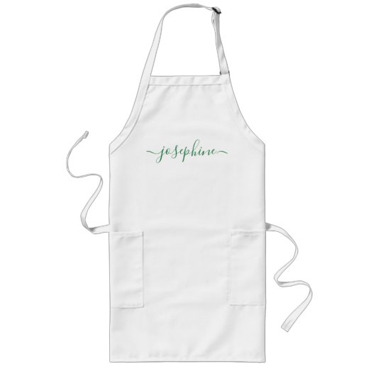 Long Green Nom de script personnalisé tablier adulte (Devant)