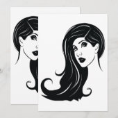 Long Hair Beauful Woman Mode Makeup Art (Voorkant / Achterkant)