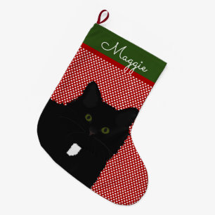 Long Hair Black Cat op maat Grote Kerstsok