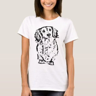 Long Hair Dachshund Lover Gift Doxie mama papa Cut T-shirt