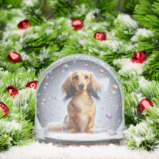 LONG HAIR DACHSHUND SNOW GLOBE (Noël)