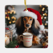 Long Hair teckel tree Ornament (Voorkant)