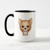 Long-Haire Beige en White Chihuahua Mok (Links)