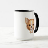 Long-Haire Beige en White Chihuahua Mok (Voorkant rechts)