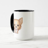 Long-Haire Beige en White Chihuahua Mok (Voorkant links)