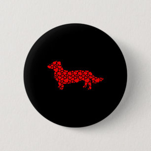Long Haire Dachshund Dog Cute Silhouette Heart Va Ronde Button 5,7 Cm