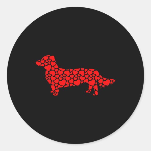 Long Haire Dachshund Dog Cute Silhouette Heart Va Ronde Sticker (Voorkant)