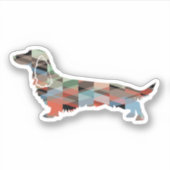 Long Haire Dachshund Geo Silhouette Pset Sticker (Voorkant)