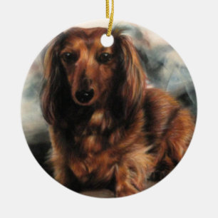 Long Haire Dachshund hond Keramisch Ornament