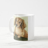 "Long Haire Dachshund" Mok Dog Art (Voorkant links)