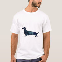Long Haire Dachshund Silhouette Black Waterverf