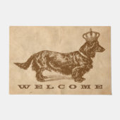 Long Haire Daschund Dog W/Crown Deurmat (Voorkant)
