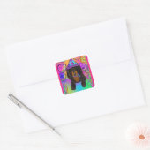 LONG HAIRED BLACK & TAN DOXIE VIERKANTE STICKER (Envelop)