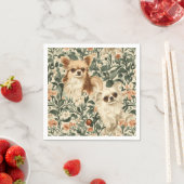 Long Haired Chihuahuas William Morris stijl bloeme Servet (Insitu)