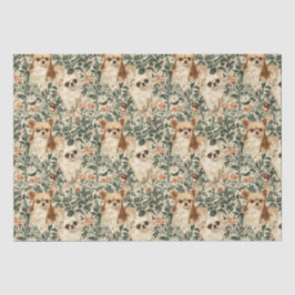 Long Haired Chihuahuas William Morris stijl bloeme Tissuepapier