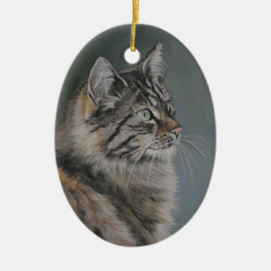 Long Hazard Cat Art Ornament