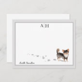 Long Hazard Chihuahua Dog Gray Border Monogram Notitiekaartje (Voorkant / Achterkant)