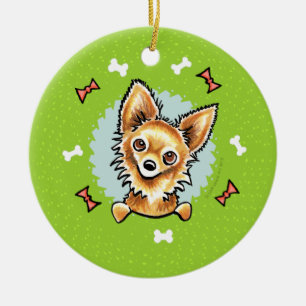 Long Hazard Chihuahua Kerstmis Keramisch Ornament