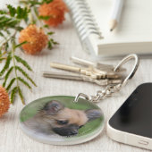 Long Hazard Chihuahua Puppy die camera bekijkt Sleutelhanger (Voorkant Rechts)