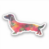 Long Hazard Dachshund Geo Silhouette Multi Sticker (Voorkant)