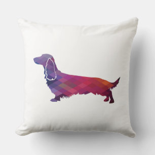 Long Hazard Dachshund Geo Silhouette Paars Kussen