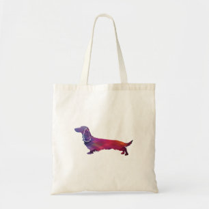 Long Hazard Dachshund Geo Silhouette Paars Tote Bag