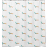 Long Hazard Dachshund Geo Silhouette Pastel Douchegordijn (Voorkant)