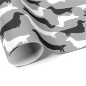Long Hazard Dachshund Silhouettes Pattern Cadeaupapier (Rol Hoek)
