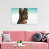Long Hazard German Shepherd Beach Canvas Afdruk (Insitu (Woonkamer))