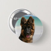 Long Hazard German Shepherd Beach Ronde Button 5,7 Cm (Voorkant /achterkant)