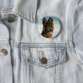 Long Hazard German Shepherd Beach Ronde Button 5,7 Cm (In situ)