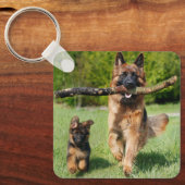 Long Hazard German Shepherd Dog and Puppy Sleutelhanger (Voorkant)
