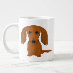 Long Hazard Red Dachshund   Cute Doxie Cartoon Dog Extra Grote Beker