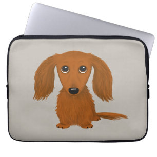 Long Hazard Red Dachshund   Cute Doxie Cartoon Dog Laptop Sleeve