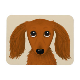 Long Hazard Red Dachshund   Cute Doxie Cartoon Dog Magneet