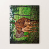 Long Horn Cattle Texas. Legpuzzel (Verticaal)