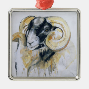 Long Horn Sheep Metalen Ornament