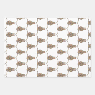 Long horn Wrapping Paper Flat Sheet Set of 3
