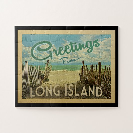 Long Island Beach Vintage Travel Legpuzzel (Horizontaal)