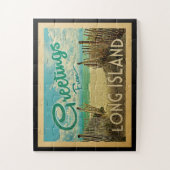 Long Island Beach Vintage Travel Legpuzzel (Verticaal)