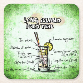LONG ISLAND ICED TEA recept grappig Vierkante Kartonnen Onderzetter