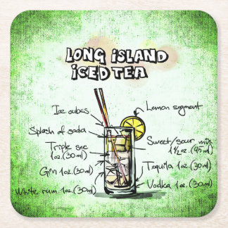 LONG ISLAND ICED TEA recept grappig Vierkante Kartonnen Onderzetter