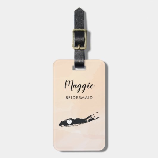 Long Island Map Bagagelabel, Wedding Party Welcome Bagagelabel (Voorkant verticaal)