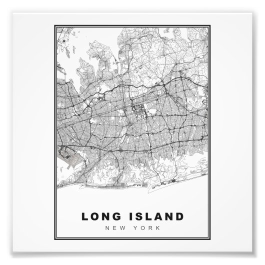 Long Island Map Foto Afdruk (Voorkant)