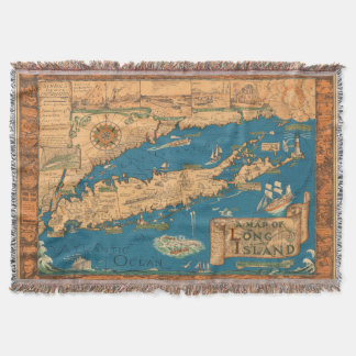 Long Island Map Throw Blanket Deken